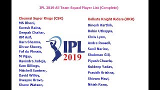 IPL 2019 All Team Squad Player List (Final Confirmed)