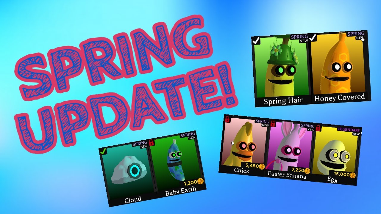 NEW SPRING UPDATE IN ROBLOX BANANA EATS!! *NEW SKINS, BEACONS, AND CODE*