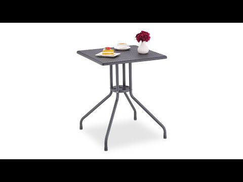 Table de jardin grise aspect rotin Gris - Métal - Matière plastique - 61 x 75 x 61 cm