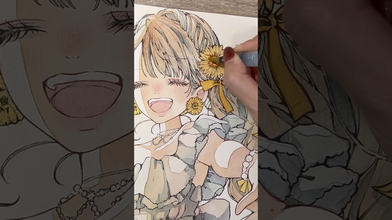 ガーベラのおなごを描いていくぅ〜！！ﾋｬｯﾎｰ!! #イラスト #イラストメイキング #illustration #shorts #short