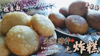 炸糕 🤩用天然酵种，让2种口味都滋润Q弹，味道真是棒极了! Fried Mochi using natural STARTER!😻