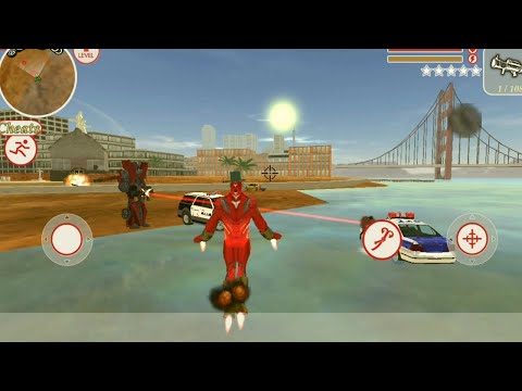 Iron Rope Hero Vegas Crime City | Ironman Steal Army Tank for Fight against Robot - Android GamePlay