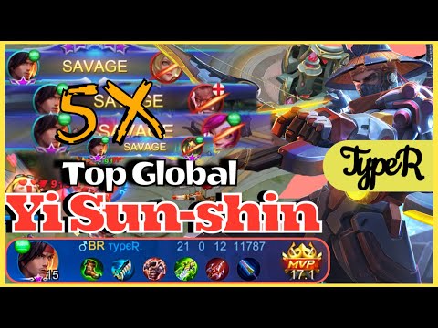 5X SAVAGE!! 95% CURRENT WINRATE! TOP 1 GLOBAL YI SUN-SHIN PURE OWNAGE BEST ITEM BUILD | TypeR | MLBB