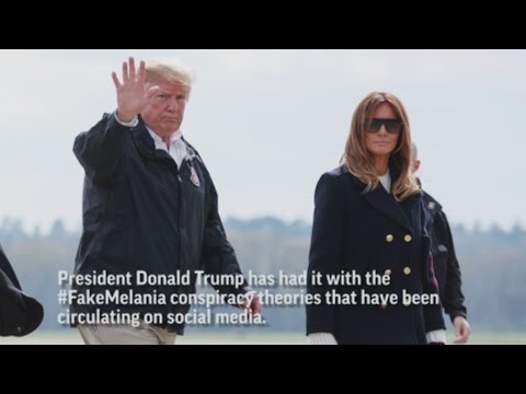 President Donald Trump lashes out at the media about the #fakeMelania conspiracy theories circulating on social media. (March 13)