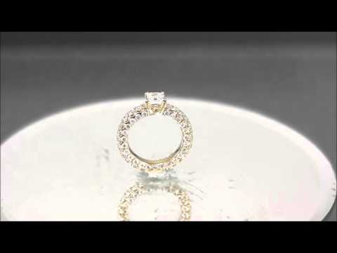 14K Yellow Gold Asscher Cut Diamond Engagement Ring Prong Set Three Side 2.90ctw - KNR INC - 800