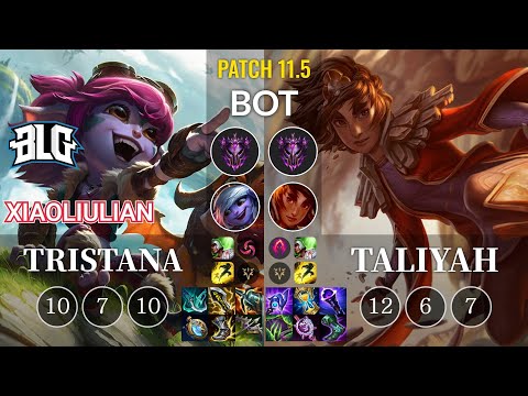 BLG xiaoliulian Tristana vs Taliyah Bot - KR Patch 11.5