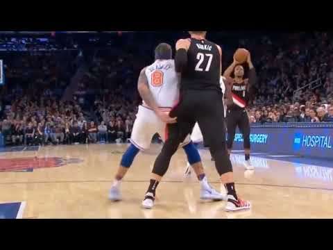 Michael Beasley & Jusuf Nurkic Exchange Word/ Blazers vs Knicks