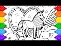 Glitter Unicorn Coloring and Drawing for Kids | How to draw a Glitter Unicorn Coloring Page