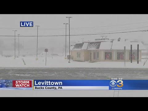 Heavy Snow Continues To Fall In Bucks County