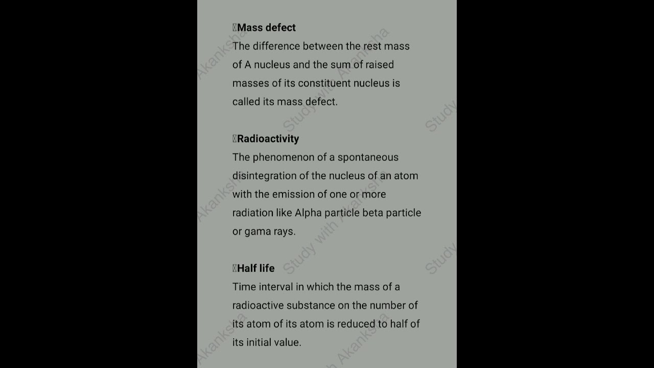 Class 12 physics notes | Nuclei all important definitions | pdf link in description | JEE | NEET |