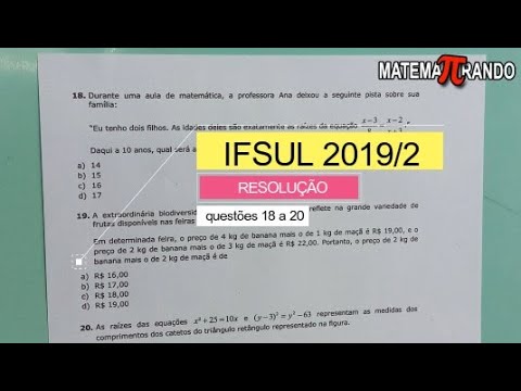 RESOLUÇÃO IFSUL 2019/2: questões 18 a 20