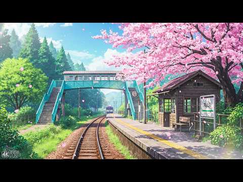 Spring Morning In Japan 🚆 Sakura Train Station Lofi 🌸 Chill Morning Lofi Songs 🌸 Lofi Hip Hop Beats