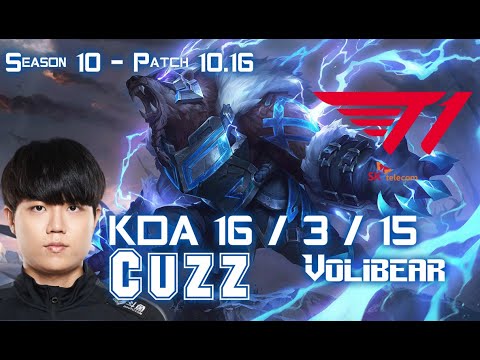 T1 Cuzz VOLIBEAR vs EKKO Jungle - Patch 10.16 KR Ranked