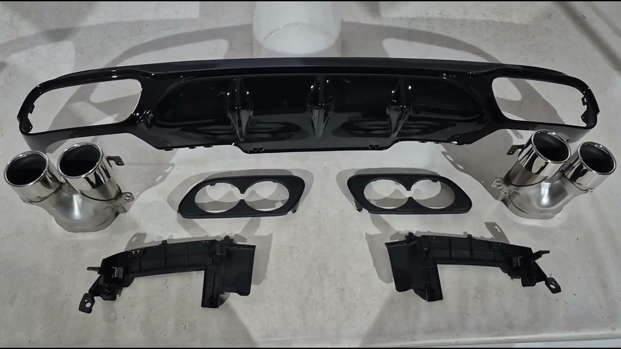 Mercedes E-сlass W213 2016-2023 рр. Задній дифузор з насадками (Дизайн E53) Video 1