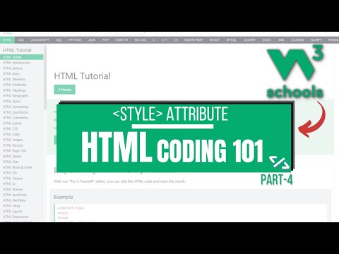 Html Coding 101 04 Html Style Attribute W3schools Html Tutorial