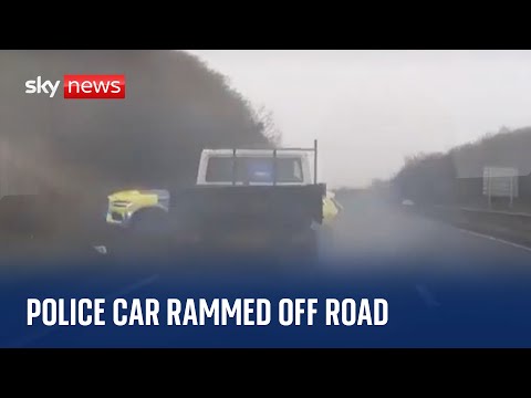 Driver jailed after police car rammed off road by tipper van