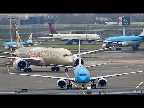 Huge traffic ! Amsterdam Schiphol Plane Spotting 🇳🇱 Rush hour - Close up Heavy landing /take off