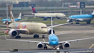 RUSH HOUR Amsterdam Schiphol Plane Spotting 🇳🇱 1 full day close up watching airplane, Busy traffic