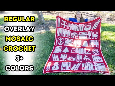 Anleitung zum regulären Mosaikhäkeln mit 3+ Farben – Weihnachts-Bücherregaldecke (CAL)