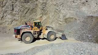 Komatsu 1250 & Volvo 350 Casting Blasted Limestone Rock...