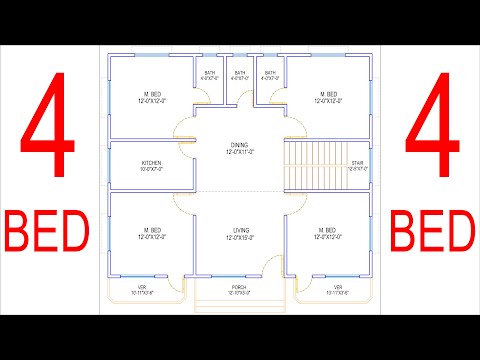 HOUSE PLAN DESIGN | EP 211 | 1200 SQUARE FEET 4 BEDROOMS HOUSE PLAN | LAYOUT PLAN