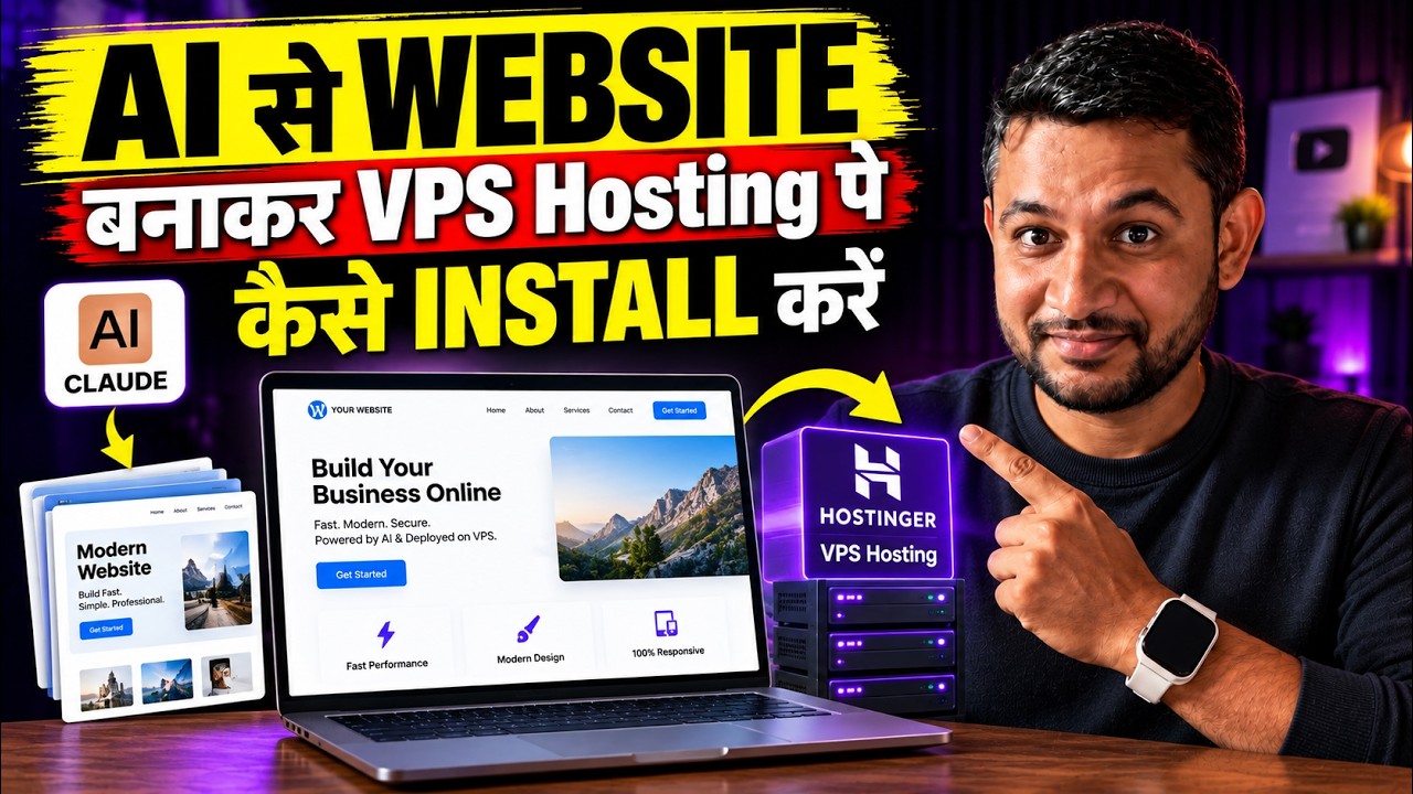 🔥 AI से Website बनाकर VPS Hosting पर कैसे INSTALL करें? | Claude AI + Hostinger VPS