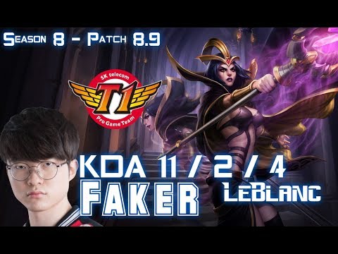SKT T1 Faker LEBLANC vs KASSADIN Mid - Patch 8.9 KR Ranked