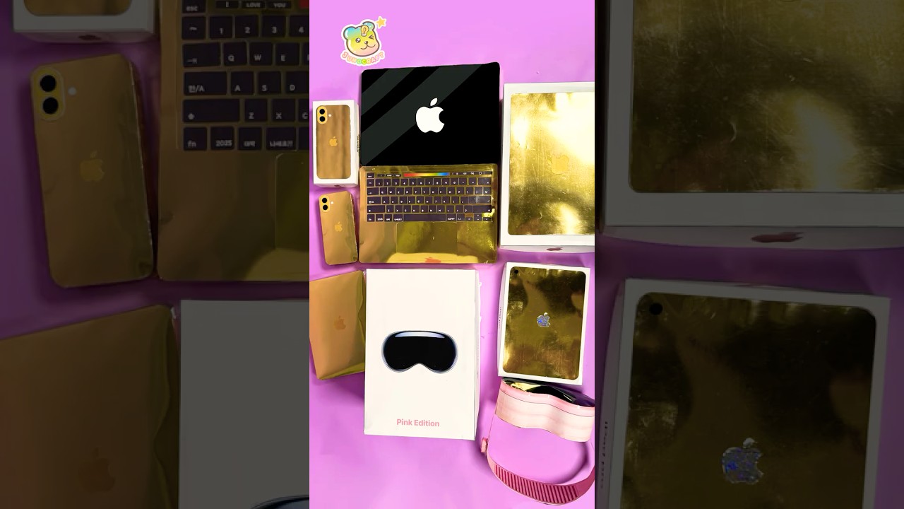 DIY✨$10,000 golden Apple products & Pink Vision pro Unboxing