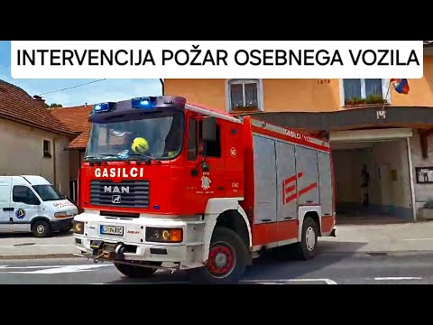 GASILCI IN POLICIJA NA POŽAR OSEBNEGA VOZILA