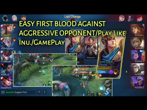 EASY FIRST BLOOD USING ZILONG AGAINST AGGRESSIVE OPPONENT/PLAY LIKE Inuyasha/GamePlay