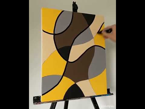 Do you like the details of this yellow-themed abstract painting?🟡 #short #abstractart  #acrylicart
