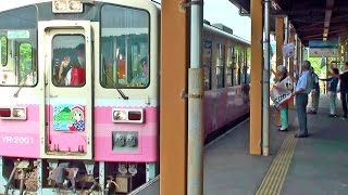 preview picture of video '【温かい まごころ】由利高原鉄道「ゆりてつ号」矢島駅見送り風景。ホームより'