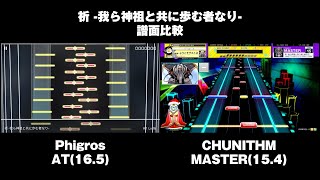 【音ゲー】『祈 -我ら神祖と共に歩む者なり-』譜面比較【Phigros×CHUNITHM】