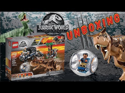 Lego Jurassic World Fallen Kingdom -  Lego Carnotaurus Gyrosphere Escape unboxing in STOP MOTION