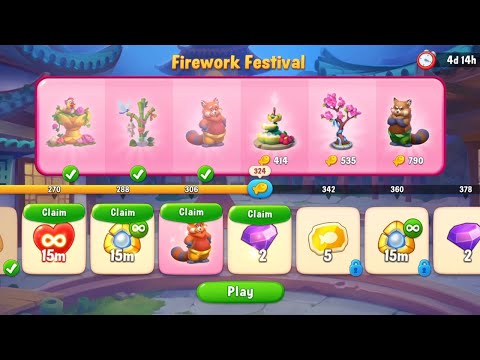 @Fishdom Merge Levels Fireworks Festival 🐡 Level 324. Got New Accessory.: Cute Cat 😻