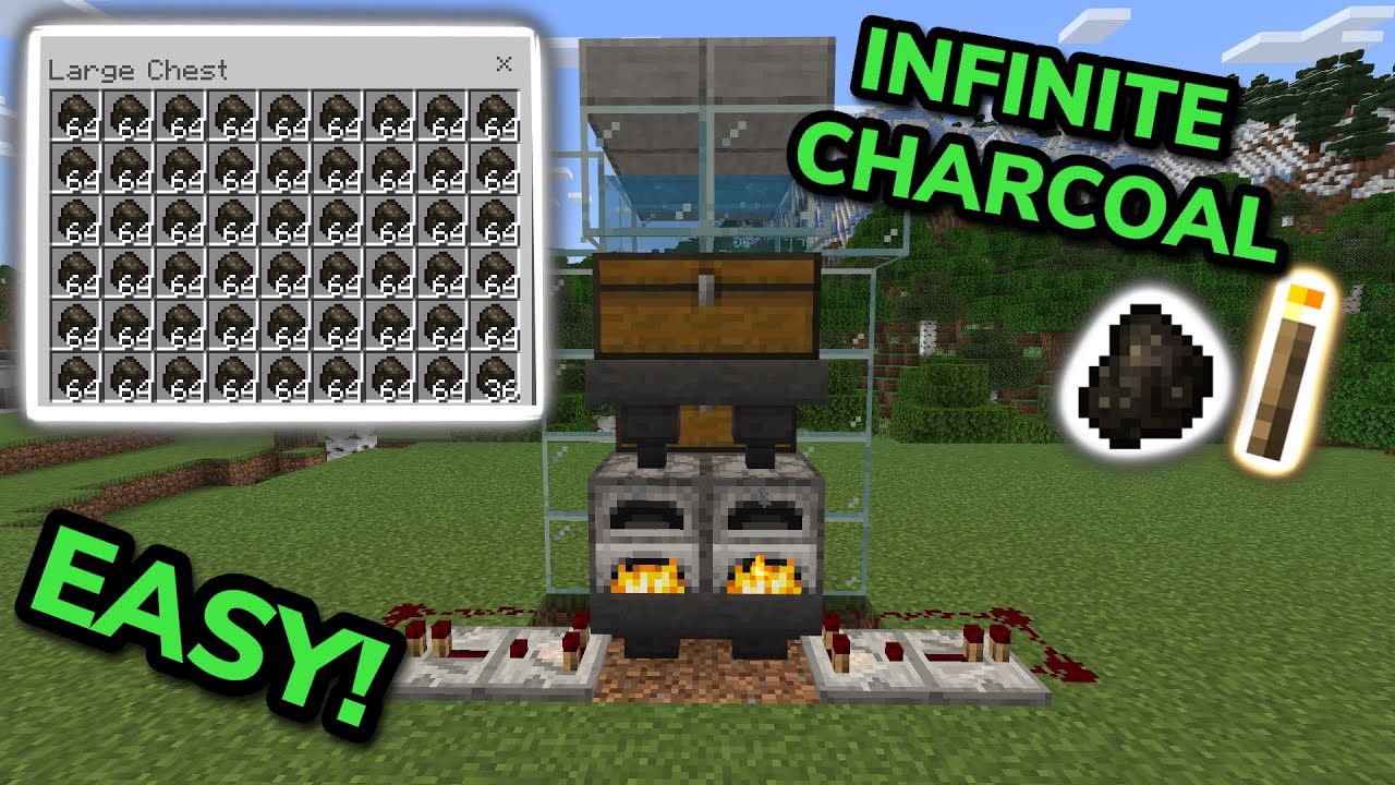 BEST 1.20 CHARCOAL FARM TUTORIAL in Minecraft Bedrock (MCPE/Xbox/PS