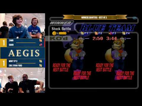 Aegis - Squid & ZamU vs. Moky (P1) & Ryan Ford - SSBM - Winners Quarters - Best of 3