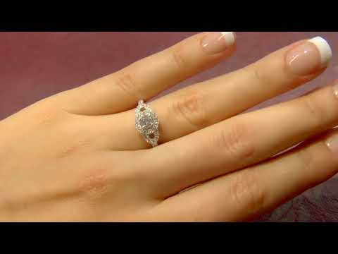 VR1008 0.81 Carat Halo Vintage Style Diamond Engagement Ring