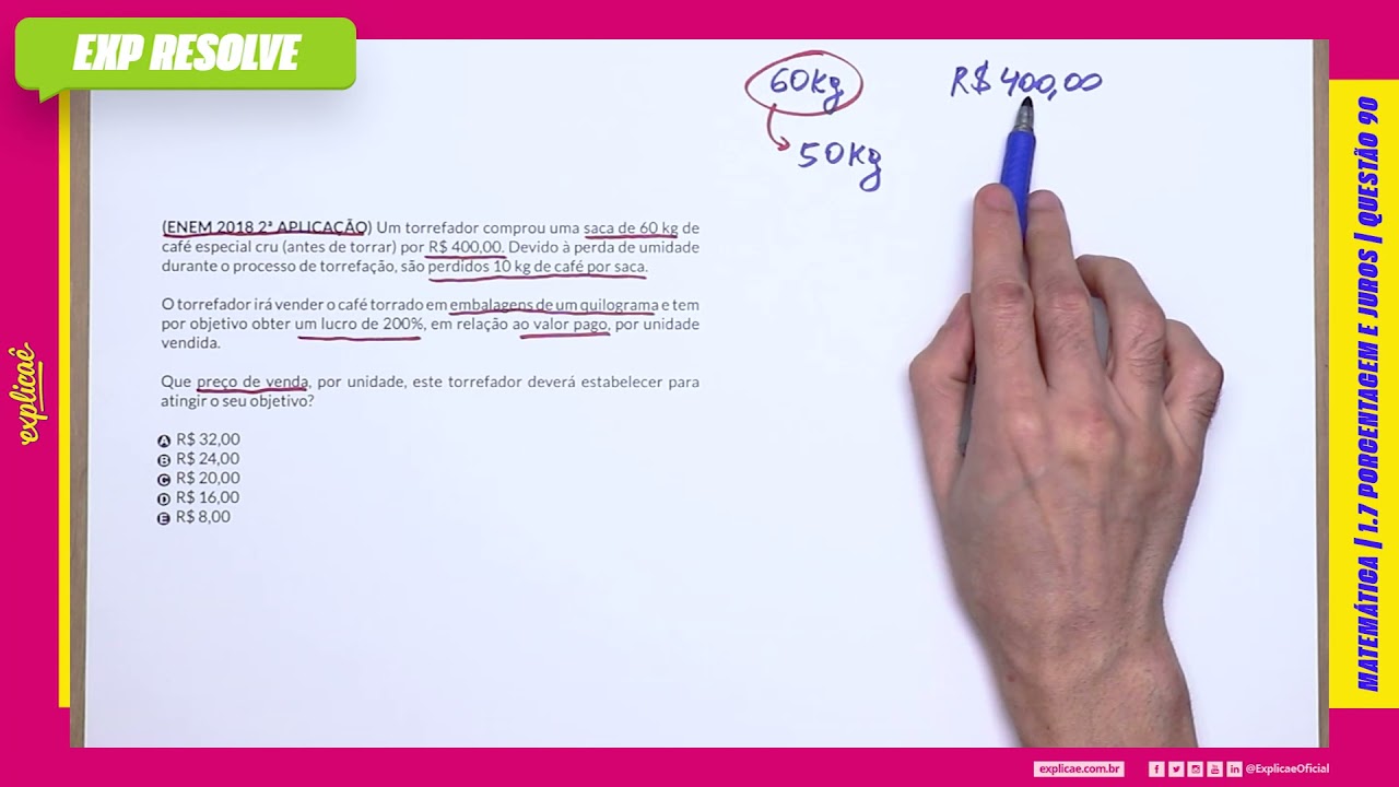 UM TORREFADOR COMPROU UMA SACA DE 60 KG DE CAFÉ ESPECIAL CRU (ANTES DE (...) | PORCENTAGEM E JUROS