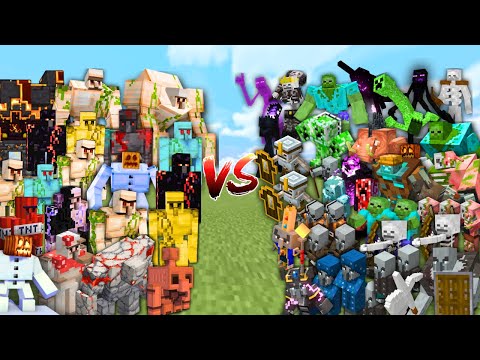 ALL GOLEMS vs ALL MOBS in Minecraft Mob Battle