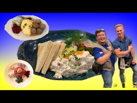 Sweden Food - Stockholm’s Toast Skagen, Cured Salmon w Dill Potatoes, Meatballs & Steak tartar.