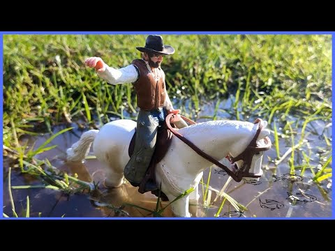 Fazenda de brinquedo DOMANDO UM LINDO CAVALO BRANCO