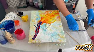 Bursting Sunset to Twilight | Dutch Pour Fluid Art Painting