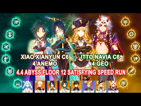 Xiao Xianyun C6 4 Anemo & Itto Navia C6 4 Geo : 4.4 Abyss Floor 12 Satisfying Speed Run