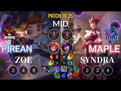 SG Pirean Zoe vs LNG Maple Syndra Mid - KR Patch 10.25