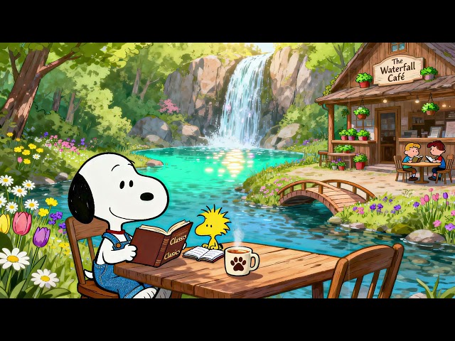 Snoopy’s Waterfall Café 🌿💦  Chill Lofi Beats for Relax, Study & Cozy Morning Vibes SDDEFAULT Thumbnail