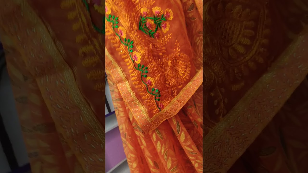 #orange #saree #embroidery #green #traditional #traditionaldress