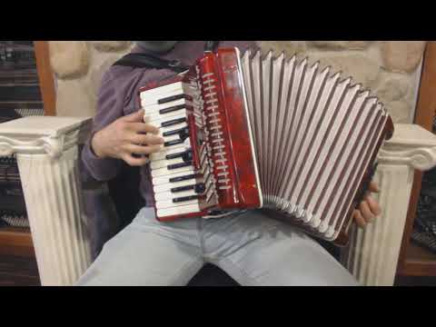 4593 - Red Parrot Piano Accordion MM 26 48 $399
