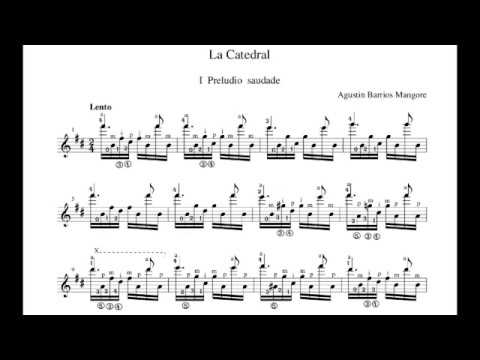 Agustín Barrios - La Catedral for Guitar (Score video)