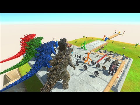 Godzilla and Friends. Who Can Cross The Precarious Bridge ? - Animal Revolt Battle Simulator